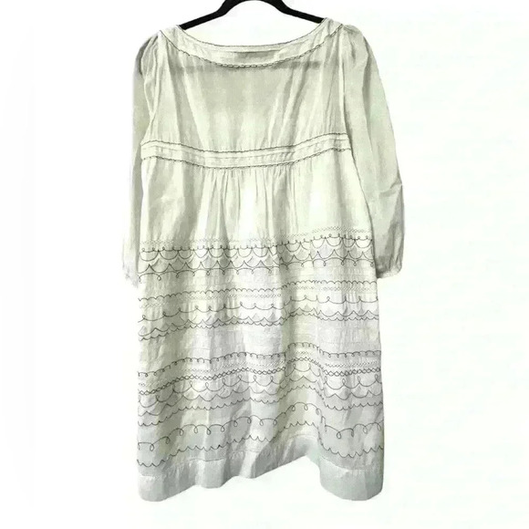 Cynthia Steffe white pleated front a line embroidered cotton dress size 8 - Picture 2 of 5